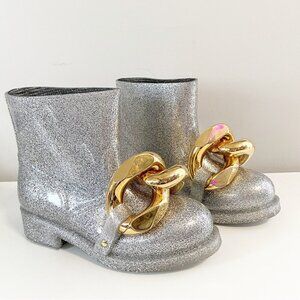 New JW Anderson Chain Glitter Silver Ankle Boots